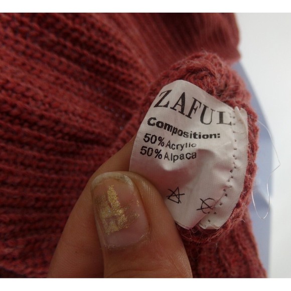 ZAFUL Women's V-Neck Boho Pullover Knitted Sweater size M Alpaca blend - Picture 4 of 7